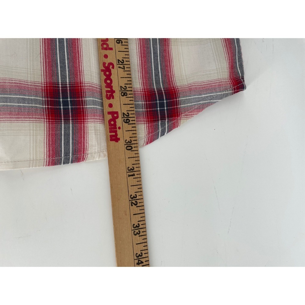 Carhartt Plaid Button Down Mens Large Red Cream Loose Fit Short Sleeve Shirt - Picture 7 of 7